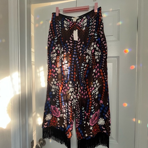 Anthropologie Maeve Multicolor Embroidered Cropped Pants - Picture 2 of 2